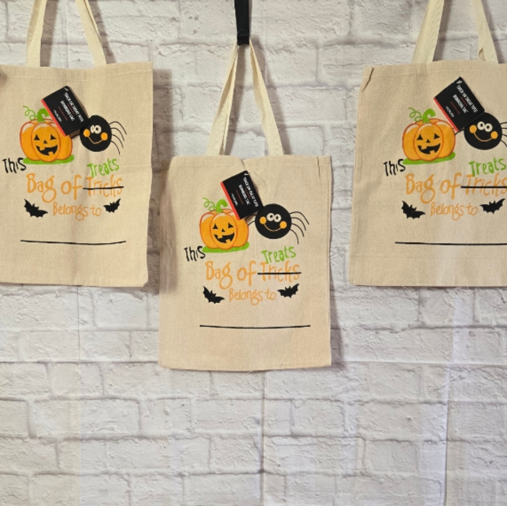 Halloween Trick or Treat Canvas Tote Bag 3 Piece